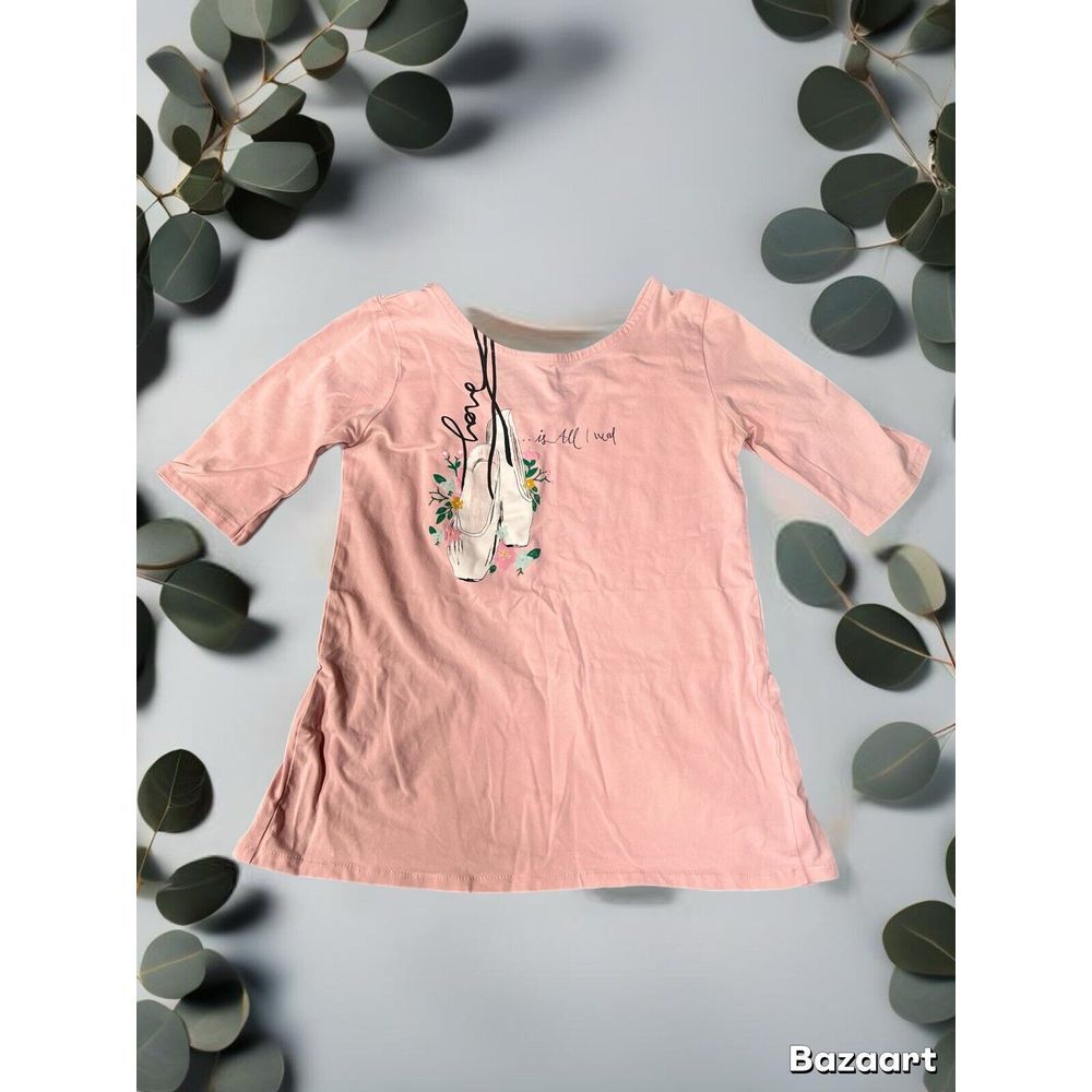 Zara Collection Girls Pink T-shirt Ballerina Print Size 10‎
